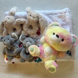 Bundle Elmo Sesame Street Plush Blanket, 4 rattles, Bear stuffed toy